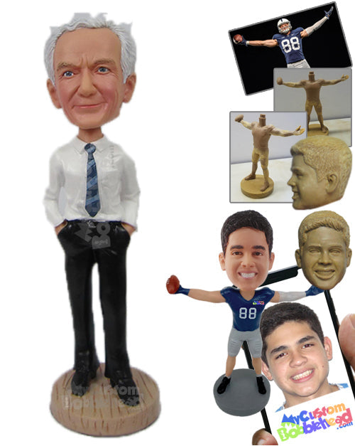 Corporate Guy Wearing Dress Shirt and Casual Pant and Shoes Personalized Bobblehead