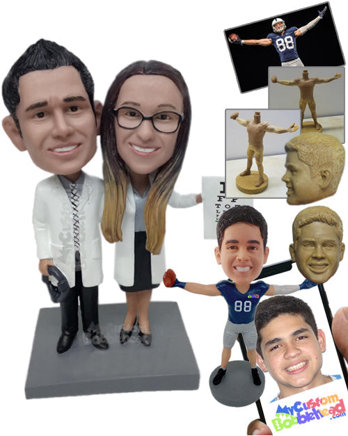 Optometrist Loving Couple in Formal Medical Attire Personalized Bobblehead