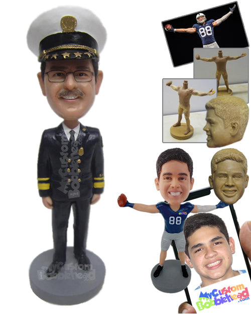 Senior Police Officer Standing Tall in His Uniform Personalized Bobblehead