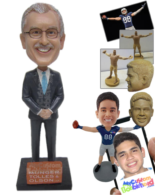 Elegant Corporate Executive Posing for Pictures Personalized Bobblehead