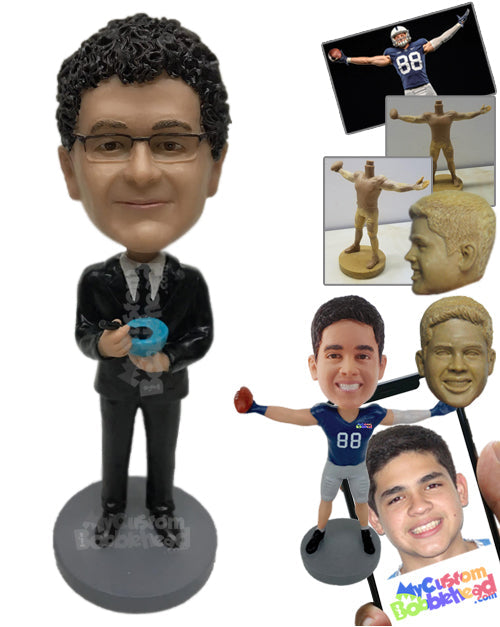 Businessman in Classy Formal Suit Having Some Soup Personalized Bobblehead