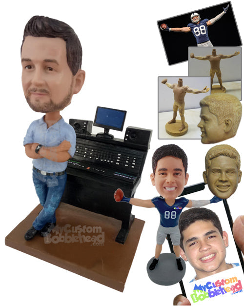 Male Recording Studio Director Wearing Shirt and Jeans Personalized Bobblehead