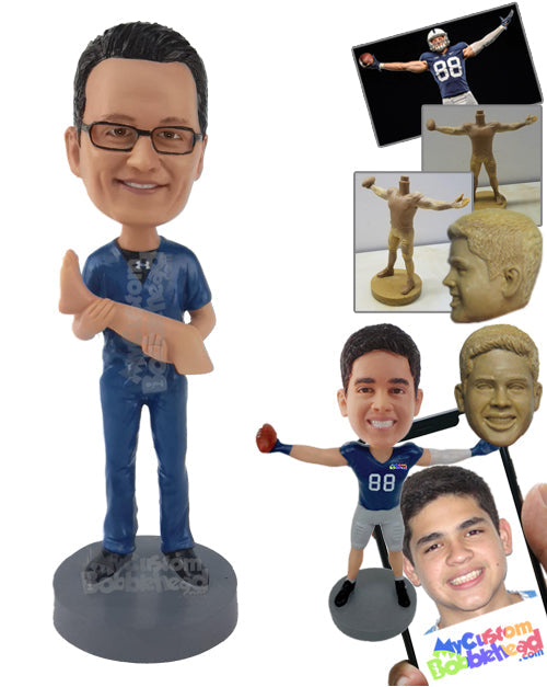 Orthopedic Doctor Holding a Leg in His Hand Personalized Bobblehead