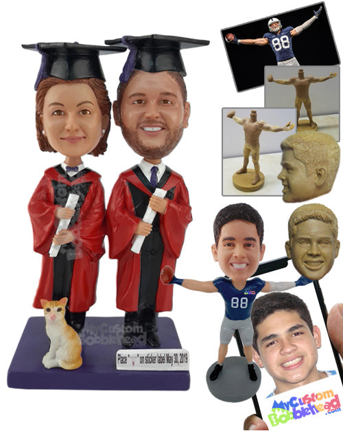 Graduates Holding Their Degrees Personalized Bobblehead