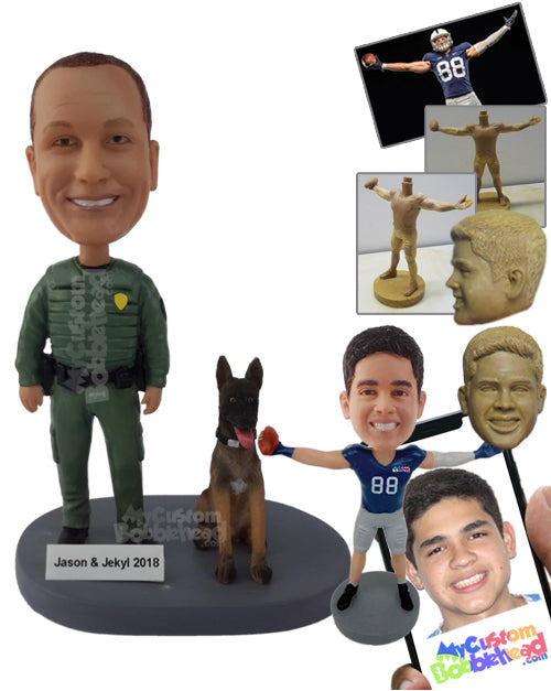 Military Man with His Dog Personalized Bobblehead