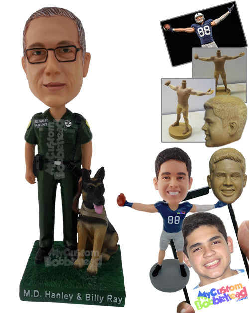 Police Officer with His Shepherd Personalized Bobblehead