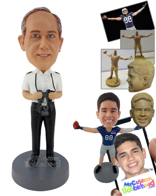 Airline Pilot with Zooming Device Personalized Bobblehead