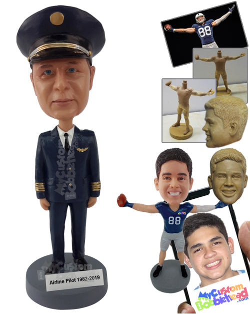 Commercial Airline Pilot, Senior Officer Personalized Bobblehead