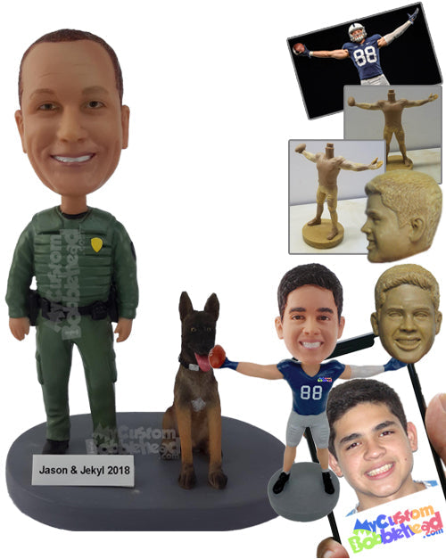 Armed Forces Member with Dog Personalized Bobblehead