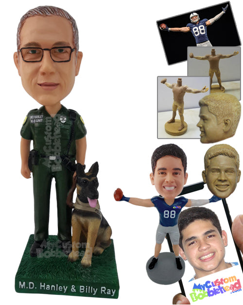 Police Officer with a German Shepherd Personalized Bobblehead