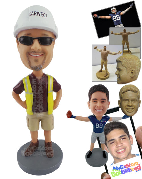 Construction Worker Ready for Work Personalized Bobblehead