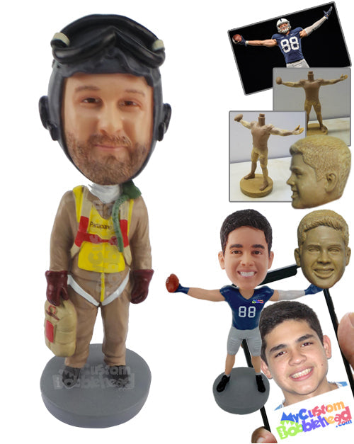 Firefighter Wearing Safety Precautions Personalized Bobblehead