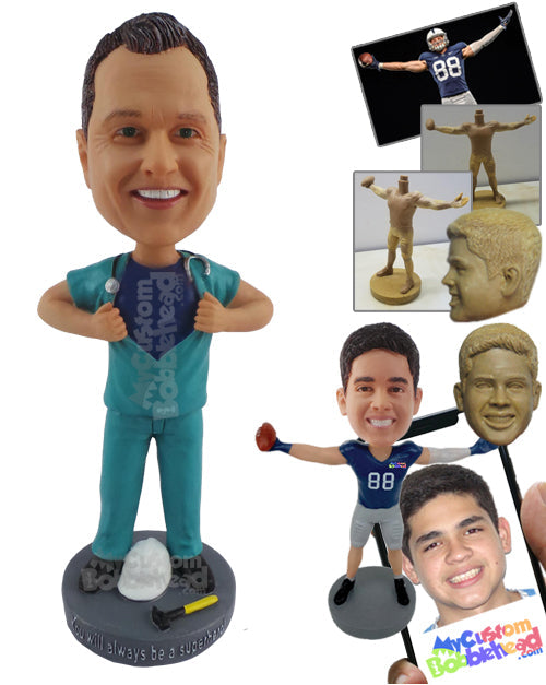 Surgeon with Stethoscope and Uniform Personalized Bobblehead