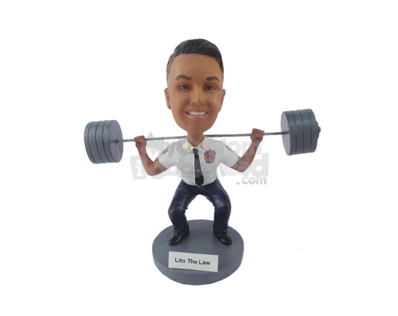 Custom Bobblehead Lawyer Lifting Weights - Careers & Professionals Lawyers Personalized Bobblehead & Cake Topper