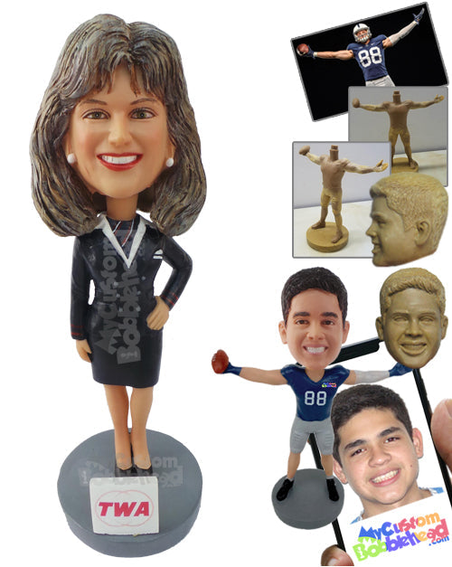 Air Hostess Ready to Serve Personalized Bobblehead