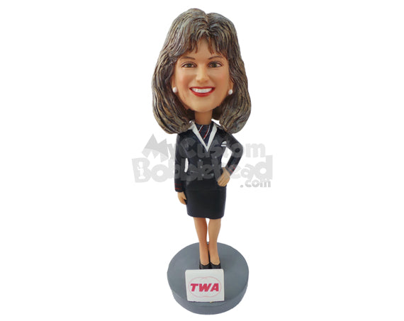 Custom Bobblehead Air Hostess Ready To Serve - Careers & Professionals Arms Forces Personalized Bobblehead & Cake Topper