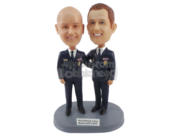 Custom Bobblehead Two Commercial Airline Pilots Ready To Serve - Careers & Professionals Arms Forces Personalized Bobblehead & Cake Topper