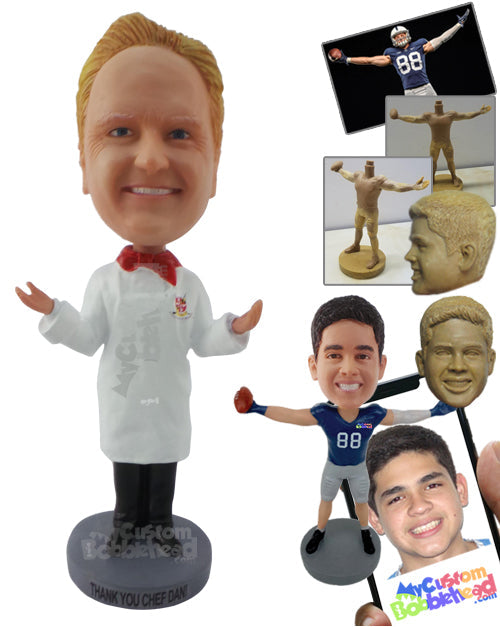 Chef Wearing His Regular Uniform Personalized Bobblehead