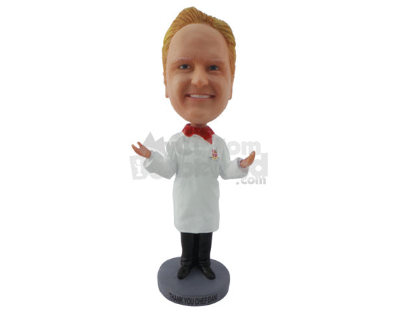 Custom Bobblehead Chef Wearing His Regular Uniform - Careers & Professionals Chefs Personalized Bobblehead & Cake Topper