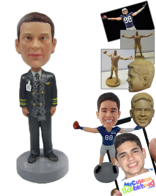 Police Officer Giving a Serious Look Wearing Police Attire Personalized Bobblehead