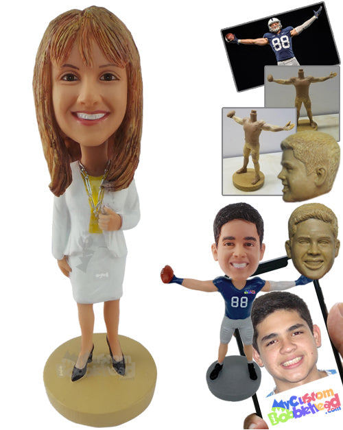 Smart Woman Wearing Fancy Dress Personalized Bobblehead