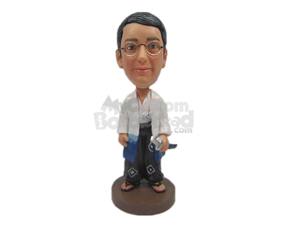 Custom Bobblehead Karate Teacher Ready To Kick The Hell Out Of The Enemy - Careers & Professionals Boxing & Martial Arts Personalized Bobblehead & Cake Topper