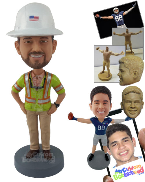 Worker in Tacky Jacket Personalized Bobblehead