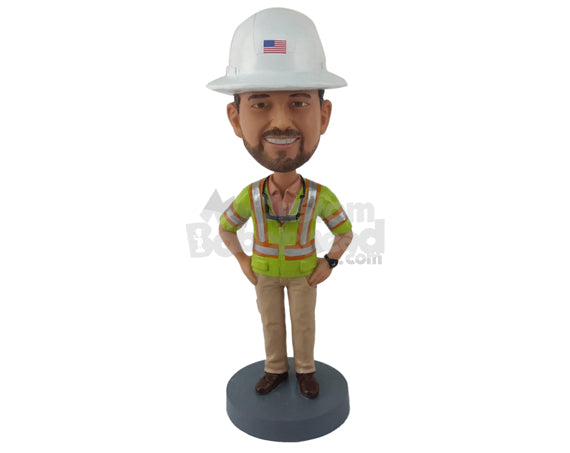 Custom Bobblehead Worker Wearing A Tacky Jacket - Careers & Professionals Architects & Engineers Personalized Bobblehead & Cake Topper