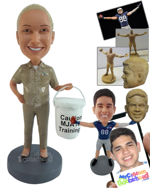 Woman Dressed as Military Personnel Personalized Bobblehead