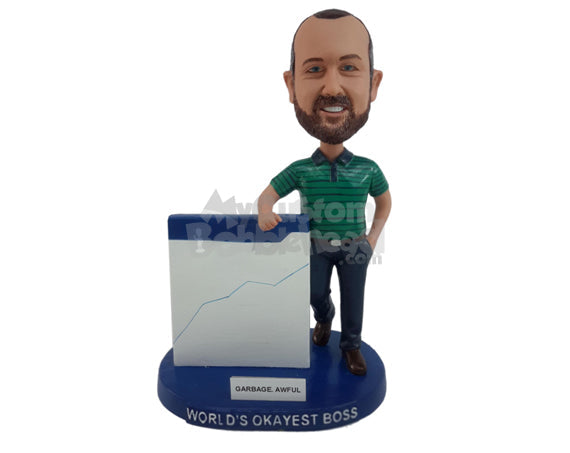 Custom Bobblehead Boss With A Chart Nearby - Careers & Professionals Corporate & Executives Personalized Bobblehead & Cake Topper