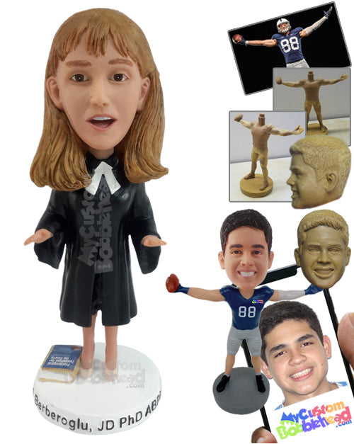 Judge Wearing Her Gown and a Tie Personalized Bobblehead