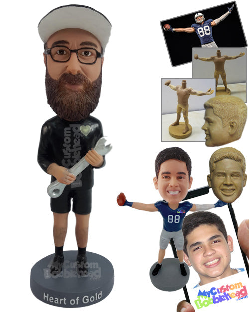 Plumber Holding Wrench in His Hand Personalized Bobblehead