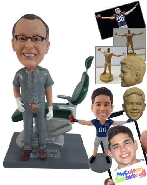 Dentist with His Fancy Chair and Uniform Personalized Bobblehead