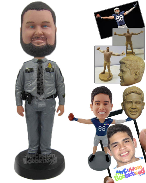 Police Agent in Formal Attire out to Guard the City Personalized Bobblehead