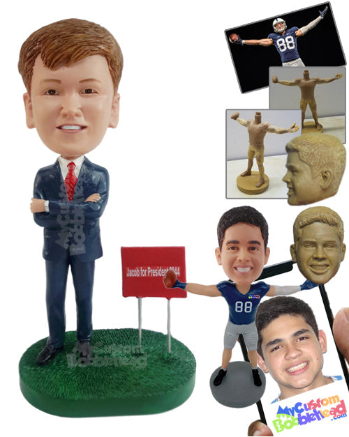 Realtor with Sign Ready to Sell You a Dream Property Personalized Bobblehead