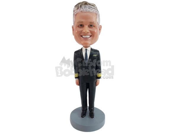 Custom Bobblehead Pilot In His Unifrom Ready To Fly You Around the World - Careers & Professionals Arms Forces Personalized Bobblehead & Cake Topper