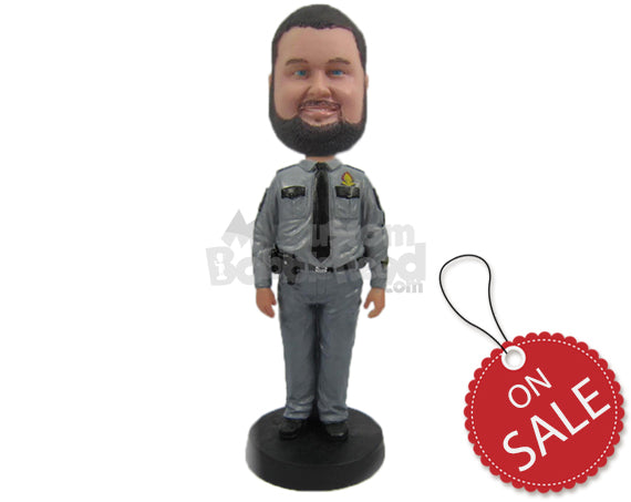 Custom Bobblehead Police Agent In Formal Attire Out To Guard The City - Careers & Professionals Arm Forces Personalized Bobblehead & Cake Topper