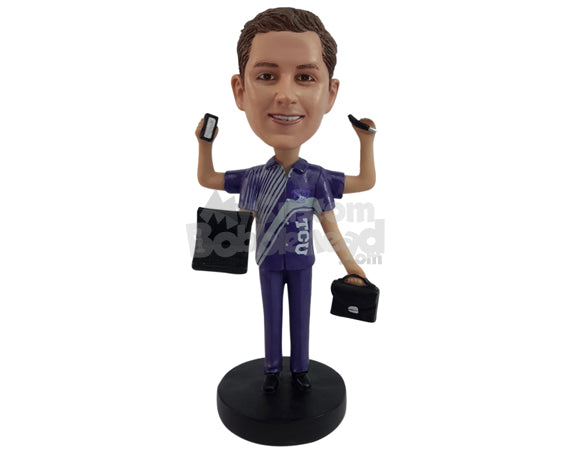 Custom Bobblehead Super multitask guy ready to do all kind of work - Careers & Professionals Corporate & Executives Personalized Bobblehead & Action Figure