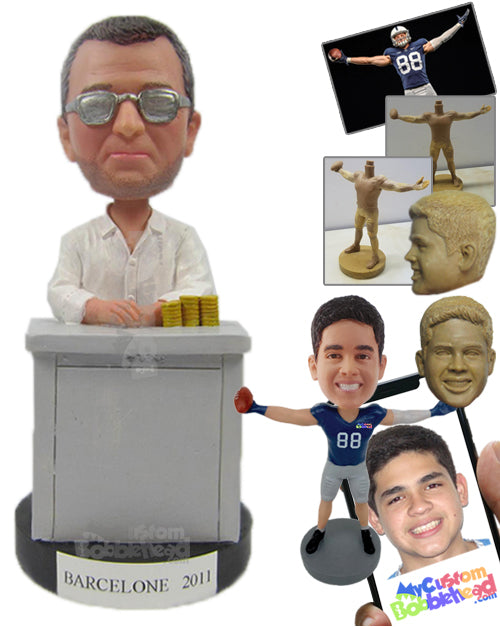 Businessman Ready to Do Business Wearing a Long-Sleeved Shirt Personalized Bobblehead