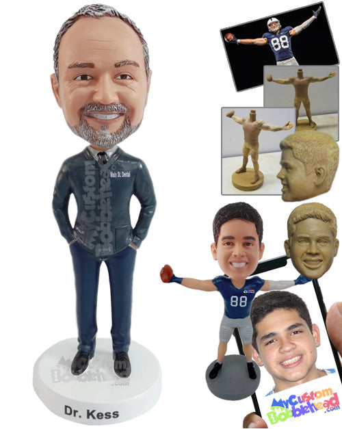 Businessman on a Semi-Casual Outfit Ready to Start Fresh Day Personalized Bobblehead