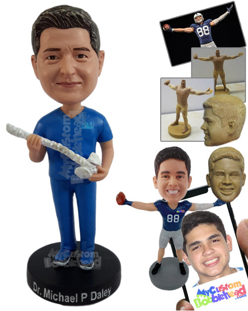 Casual Chiropractor Wearing a V-Neck T-Shirt and Fancy Shoes Personalized Bobblehead