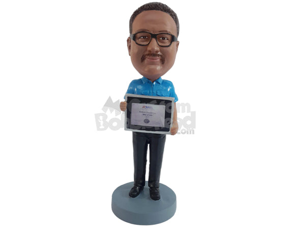 Custom Bobblehead Nice worker recieving a diploma for excelency - Careers & Professionals Corporate & Executives Personalized Bobblehead & Action Figure