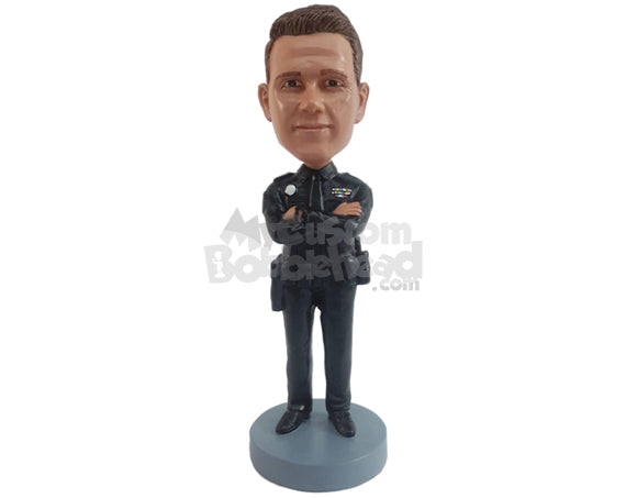 Custom Bobblehead Seriously and entimidating looking officer with crossed arms - Careers & Professionals Arms Forces Personalized Bobblehead & Action Figure