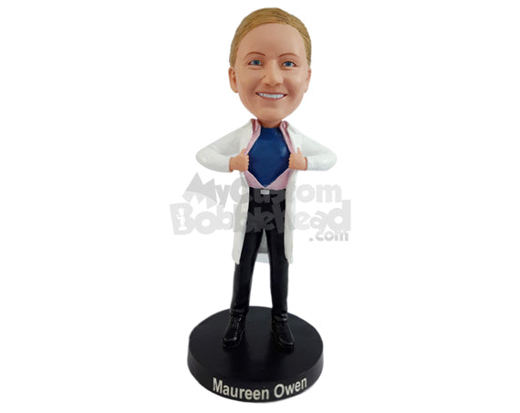 Super strong female doctor ready to save lives Personalized Bobblehead