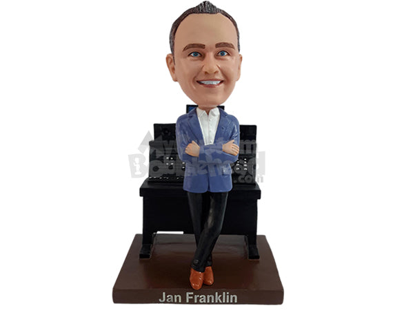 Custom Bobblehead Professional Sound manager wearing nice suit and elegant shoes with arms crossed - Careers & Professionals Musicians Personalized Bobblehead & Action Figure