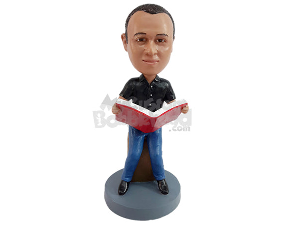 Custom Bobblehead intrepid male reading a 