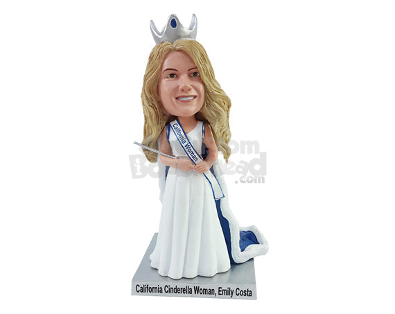 Custom Bobblehead Miss holdng a stck wth nice dress - Careers & Professionals Corporate & Executives Personalized Bobblehead & Action Figure