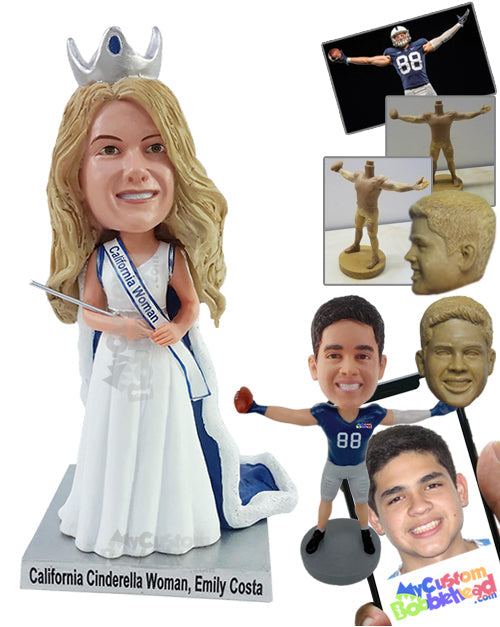 Miss holding a stick with a nice dress Personalized Bobblehead