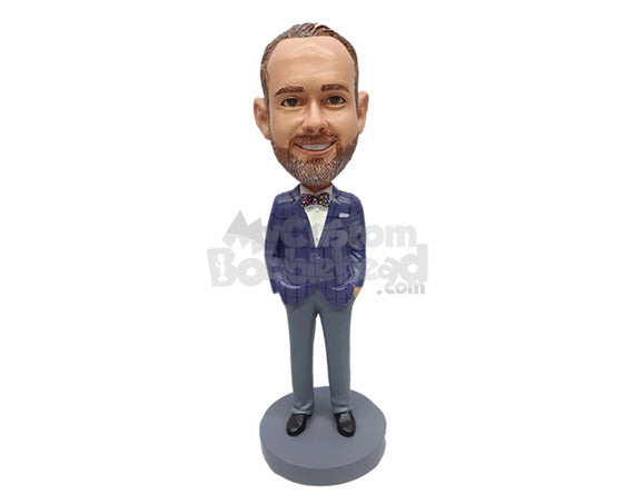 Custom Bobblehead Fancy looking businessman with a nice suit jacket and elegant bow-tie - Careers & Professionals Corporate & Executives Personalized Bobblehead & Action Figure