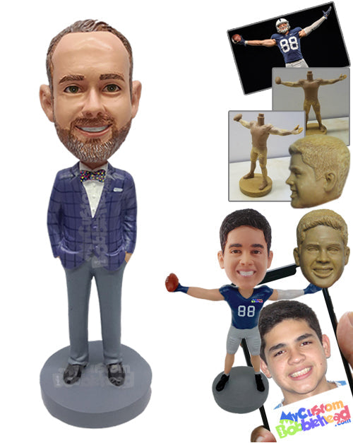 Fancy Looking Businessman with a Nice Suit Jacket and Elegant Bow-Tie Personalized Bobblehead